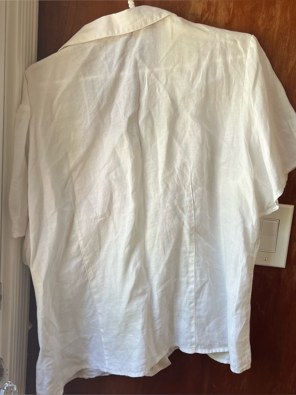 J.Jill White 100% Linen Short Sleeve Button Down Shirt XL Relaxed Coastal Blouse - Picture 3 of 5